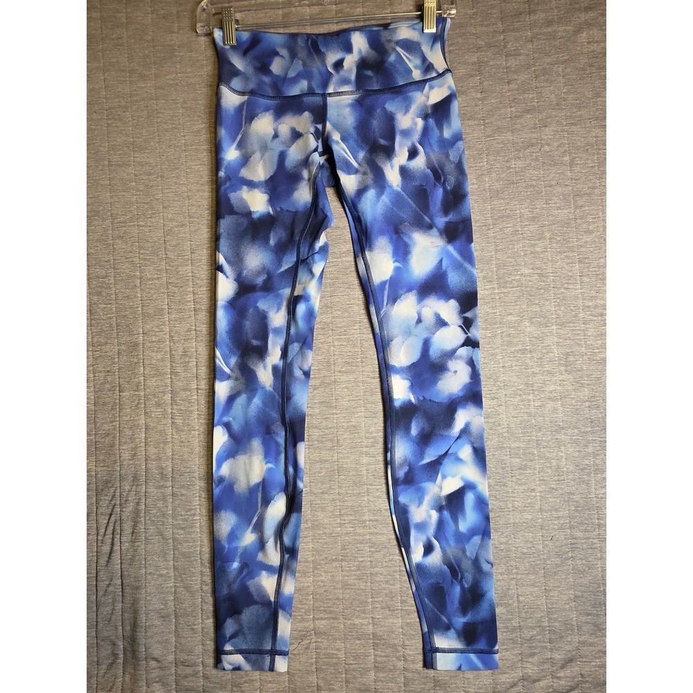 1385 Lululemon Wunder Under High-Rise Tight Blue Floral Watercolor Luxtreme Sz 4